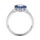 Anillo de oro blanco de 18 Kt con zafiro azul de 0,34 ct y diamante de 0,27 ct