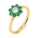 Anillo de oro amarillo de 18 Kt con esmeralda de 0,35 ct y diamante de 0,27 ct