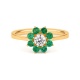 Anillo de oro amarillo de 18 Kt con esmeralda de 0,35 ct y diamante de 0,27 ct
