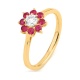 Anillo de oro amarillo de 18 Kt con rubí de 0,42 ct y diamante de 0,25 ct