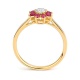 Anillo de oro amarillo de 18 Kt con rubí de 0,42 ct y diamante de 0,25 ct