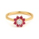 Anillo de oro amarillo de 18 Kt con rubí de 0,42 ct y diamante de 0,25 ct