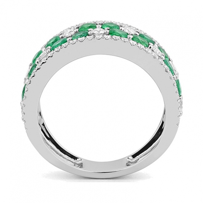 Anillo de oro blanco de 18 Kt con piedra de color y diamantes de 0,68 ct