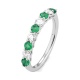 Anillo Media alianza de oro blanco de 18 Kt con piedra de color y diamantes de 0,38 ct