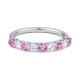 Anillo Media alianza de oro blanco de 18 Kt con piedra de color y diamantes de 0,38 ct