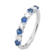 Anillo Media alianza de oro blanco de 18 Kt con piedra de color y diamantes de 0,38 ct