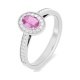 Anillo de oro blanco de 18 Kt con zafiro rosa y diamantes