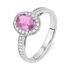 Anillo de oro blanco de 18 Kt con zafiro rosa y diamantes