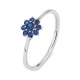 Anillo Rosetón de oro blanco de 18 Kt con piedra de color