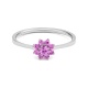 Anillo Rosetón de oro blanco de 18 Kt con piedra de color