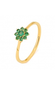 Anillo Rosetón de oro amarillo de 18 Kt con piedra de color