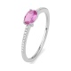 Anillo de oro blanco de 18 Kt con piedra de color y diamantes de 0,06 ct