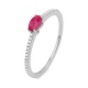 Anillo de oro blanco de 18 Kt con piedra de color y diamantes de 0,06 ct