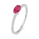 Anillo de oro blanco de 18 Kt con piedra de color y diamantes de 0,06 ct