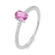 Anillo de oro blanco de 18 Kt con piedra de color y diamantes de 0,07 ct