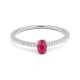 Anillo de oro blanco de 18 Kt con piedra de color y diamantes de 0,07 ct