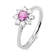 Anillo de oro blanco de 18 Kt con zafiro rosa de 0,35 ct y diamantes de 0,42 ct