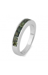 Anillo Media alianza de oro blanco de 18 Kt con zafiro de 1,80 ct