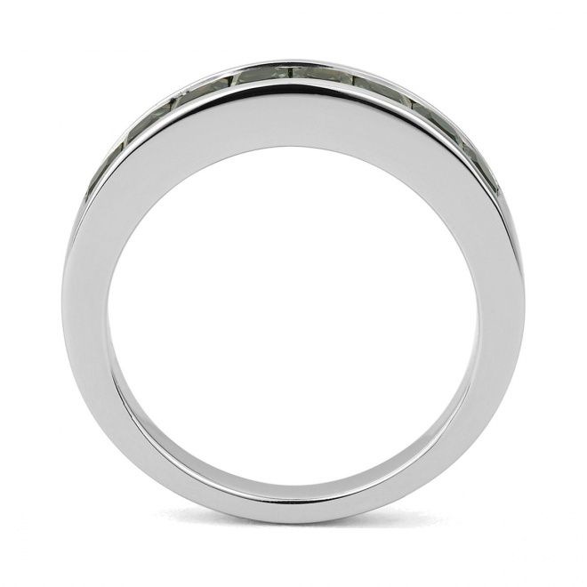 Anillo Media alianza de oro blanco de 18 Kt con zafiro de 1,80 ct