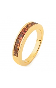 Anillo Media alianza de oro amarillo de 18 Kt con zafiro de 1,80 ct