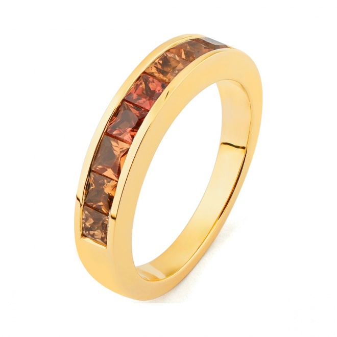 Anillo Media alianza de oro amarillo de 18 Kt con zafiro de 1,80 ct