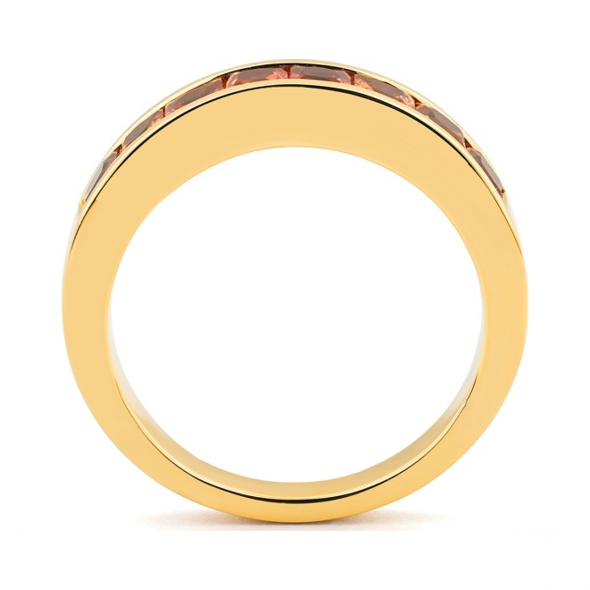 Anillo Media alianza de oro amarillo de 18 Kt con zafiro de 1,80 ct