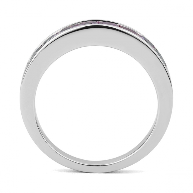 Anillo Media alianza de oro blanco de 18 Kt con zafiro de 1,80 ct