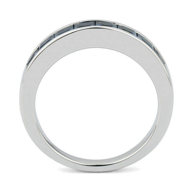 Anillo Media alianza de oro blanco de 18 Kt con zafiro de 1,80 ct