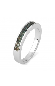 Anillo Media alianza de oro blanco de 18 Kt con zafiro de 1,50 ct
