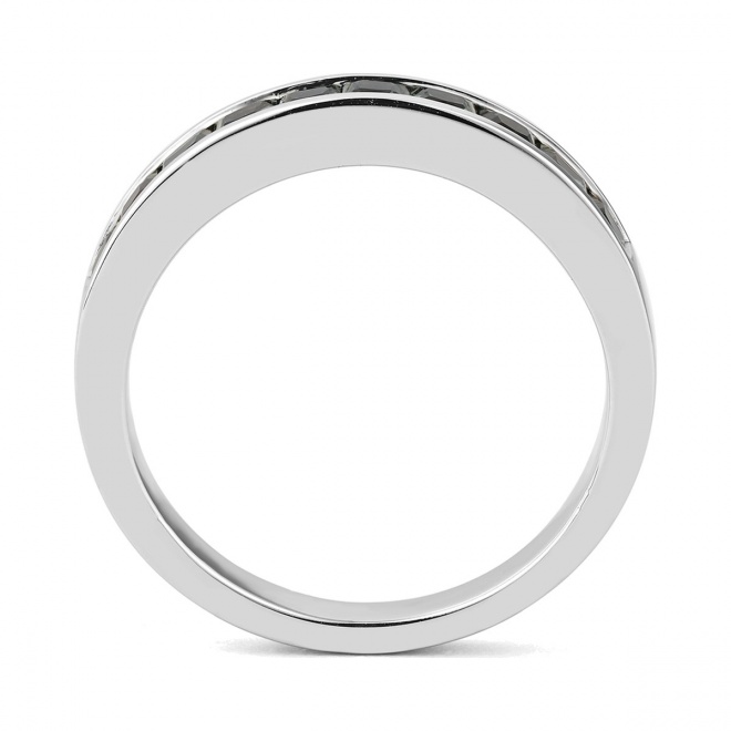 Anillo Media alianza de oro blanco de 18 Kt con zafiro de 1,50 ct