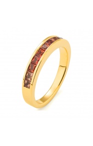 Anillo Media alianza de oro amarillo de 18 Kt con zafiro de 1,50 ct