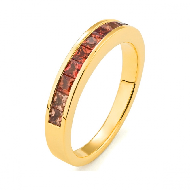 Anillo Media alianza de oro amarillo de 18 Kt con zafiro de 1,50 ct