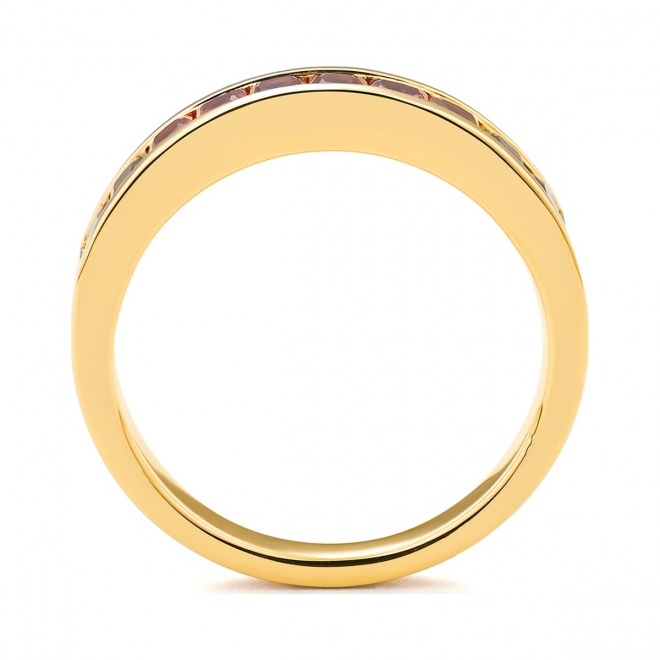 Anillo Media alianza de oro amarillo de 18 Kt con zafiro de 1,50 ct