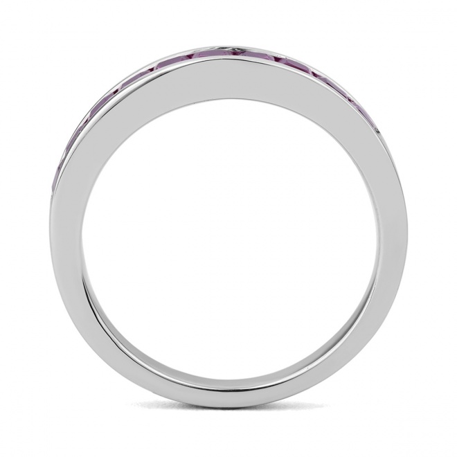 Anillo Media alianza de oro blanco de 18 Kt con zafiro de 1,50 ct