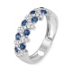 Anillo de oro blanco de 18 Kt con piedra de color y diamantes de 0,25 ct