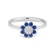 Anillo de oro blanco de 18 Kt con zafiro azul de 0,42 ct y diamantes de 0,06 ct