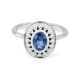 Anillo de oro blanco de 18 Kt con zafiro azul de 0,95 ct y diamantes de 0,08 ct