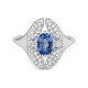 Anillo de oro blanco de 18 Kt con zafiro azul de 0,95 ct y diamantes de 0,45 ct