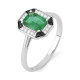 Anillo de oro blanco de 18 Kt con esmeralda de 0,95 ct y diamantes de 0,14 ct