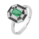Anillo de oro blanco de 18 Kt con esmeralda de 0,55 ct y diamantes de 0,28 ct