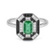Anillo de oro blanco de 18 Kt con esmeralda de 0,55 ct y diamantes de 0,28 ct