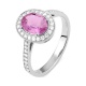 Anillo Rosetón de oro blanco de 18 Kt con zafiro rosa de 1,60 ct y diamantes de 0,29 ct