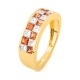 Anillo Media alianza de oro amarillo de 18 Kt con zafiro de 1,00 ct y diamantes de 0,75 ct