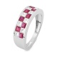 Anillo Media alianza de oro blanco de 18 Kt con piedra de color y diamantes de 0,75 ct