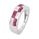 Anillo Media alianza de oro blanco de 18 Kt con piedra de color y diamantes de 0,75 ct