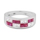 Anillo Media alianza de oro blanco de 18 Kt con piedra de color y diamantes de 0,75 ct