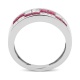 Anillo Media alianza de oro blanco de 18 Kt con piedra de color y diamantes de 0,75 ct