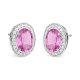 Pendientes de oro blanco de 18 Kt con zafiro rosa y diamantes