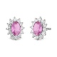 Pendientes de oro blanco de 18 Kt con piedra de color y diamantes