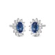 Pendientes de oro blanco de 18 Kt con piedra de color y diamantes